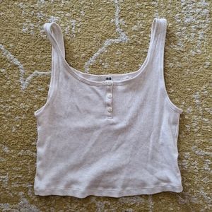 Cream ribbed crop top